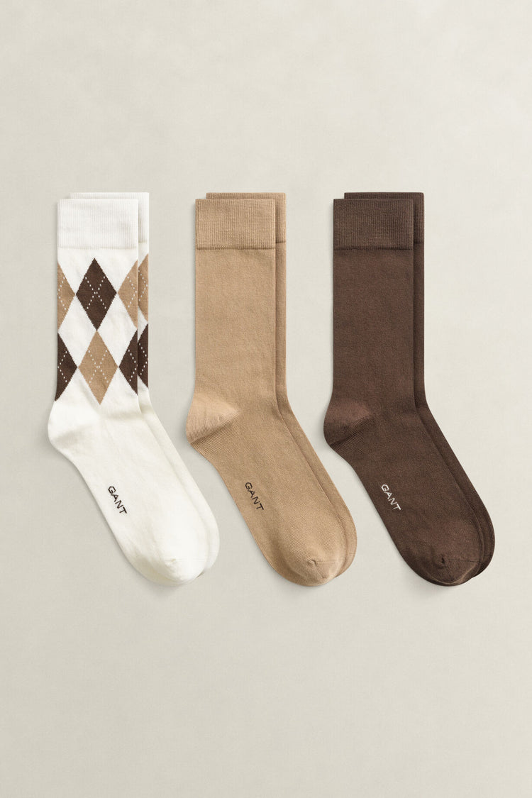 Argyle Socks 3-PACK - Cream