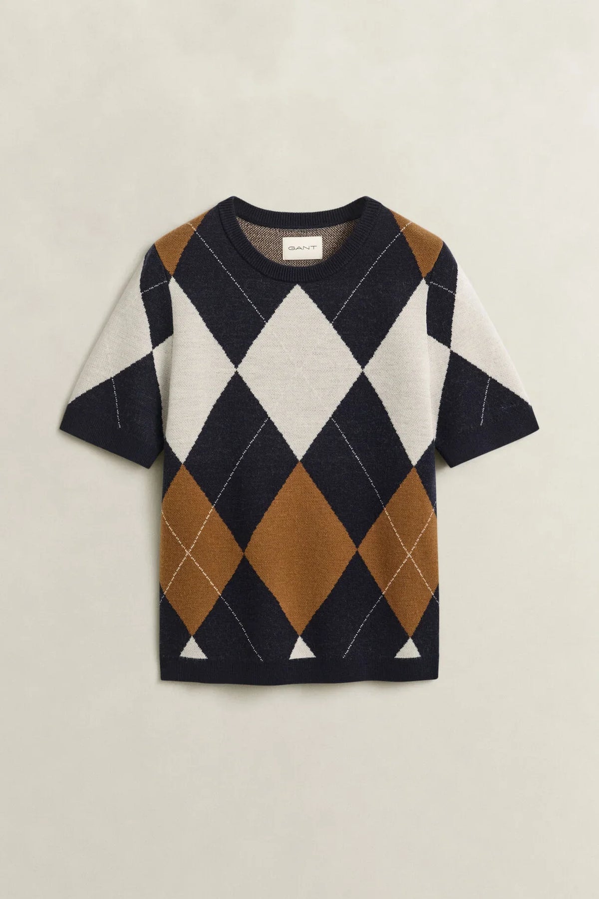 Gant Argyle Short Sleeve kortärmad tröja i Evening Blue