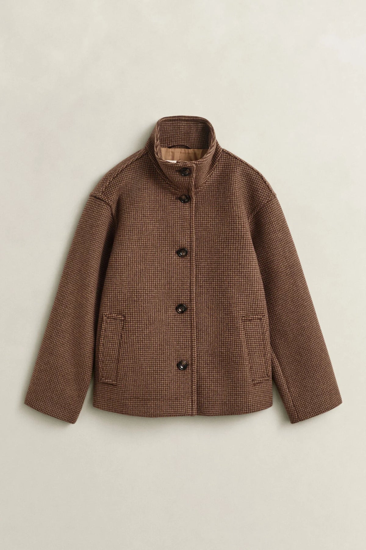 Rutig jacka i ullblandning - Deep Brown