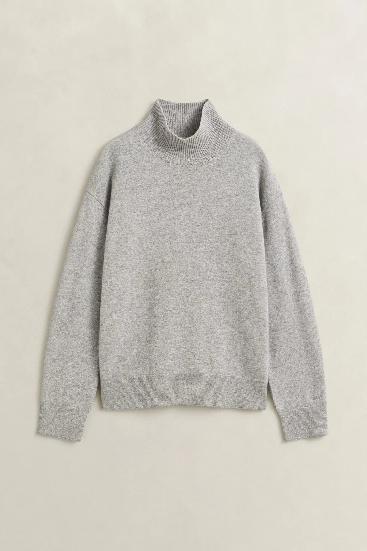 Gant Superfine Lambswool Mockneck tröja i grå melange