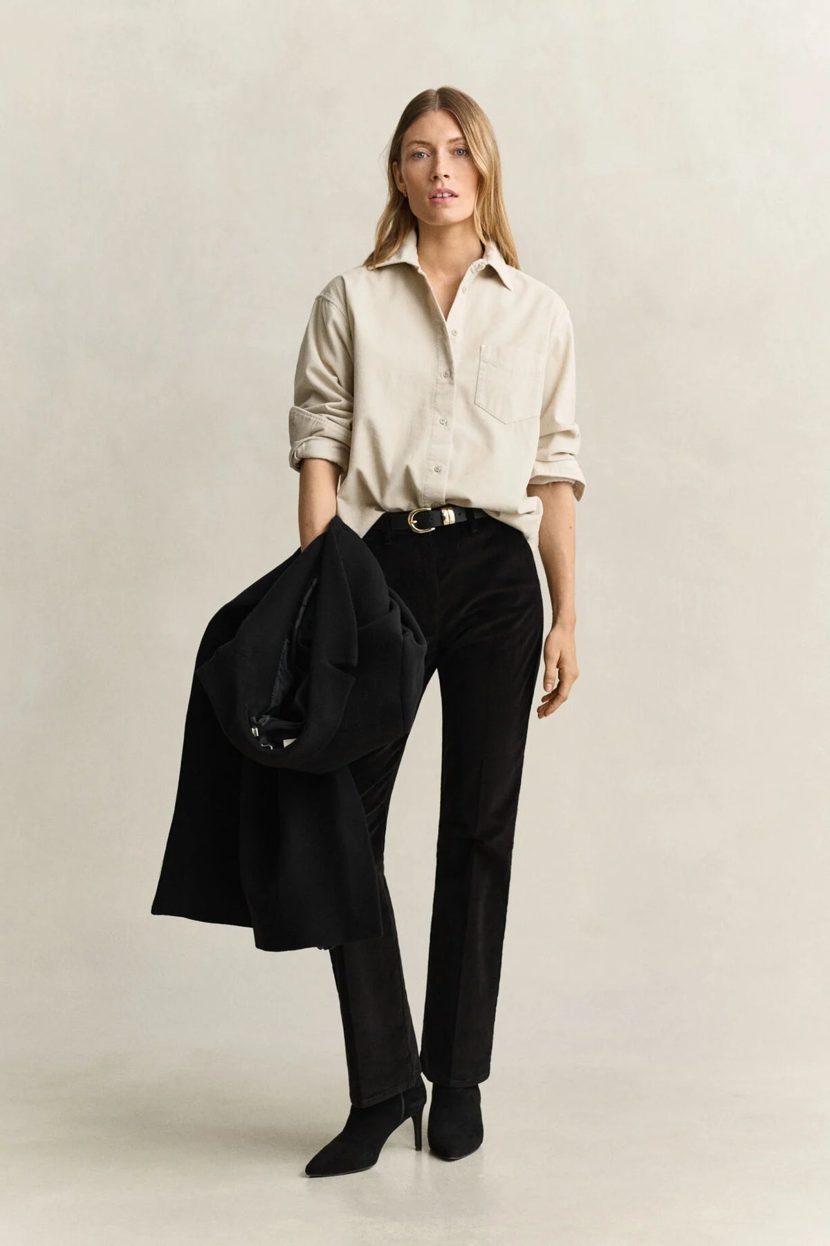 Relaxed manchesterskjorta - Clay Beige
