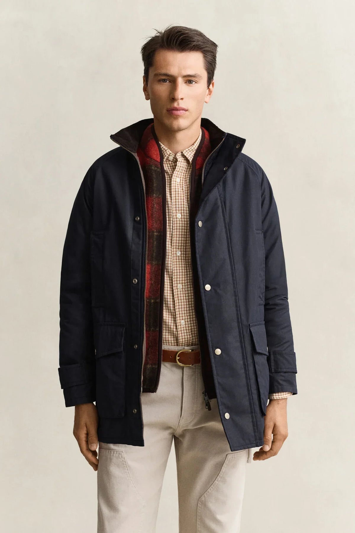 Gant Waxed Double Decker jacka i färgen Evening Blue