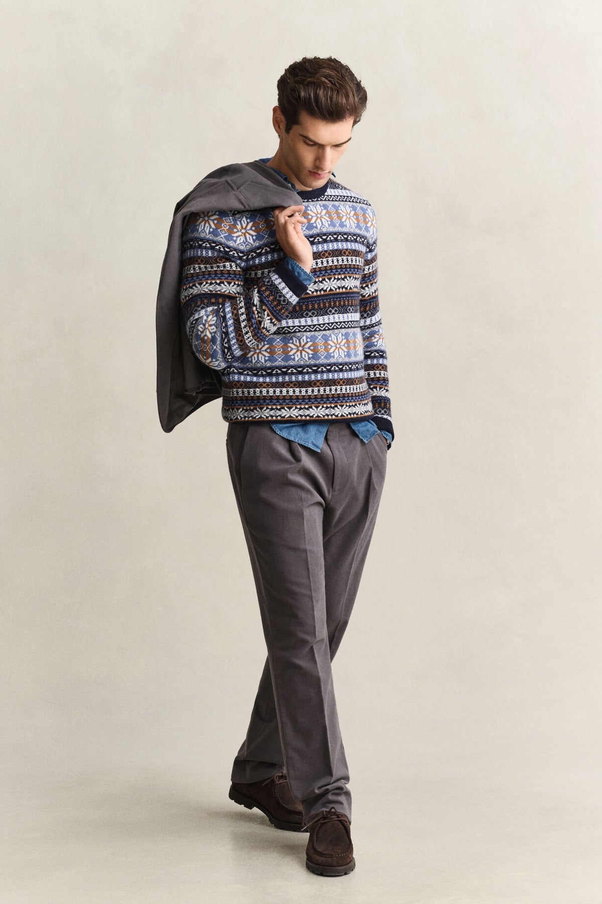 Fair Isle Crew Neck - Evening Blue
