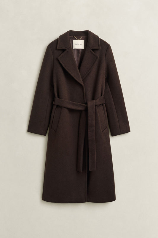 Handstitched Belted Coat - Deep Brown