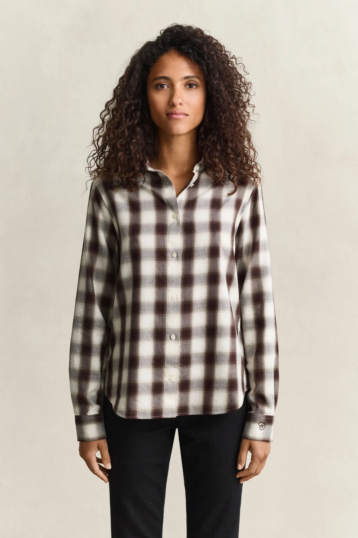 Regular fit flanellskjorta - Deep Brown
