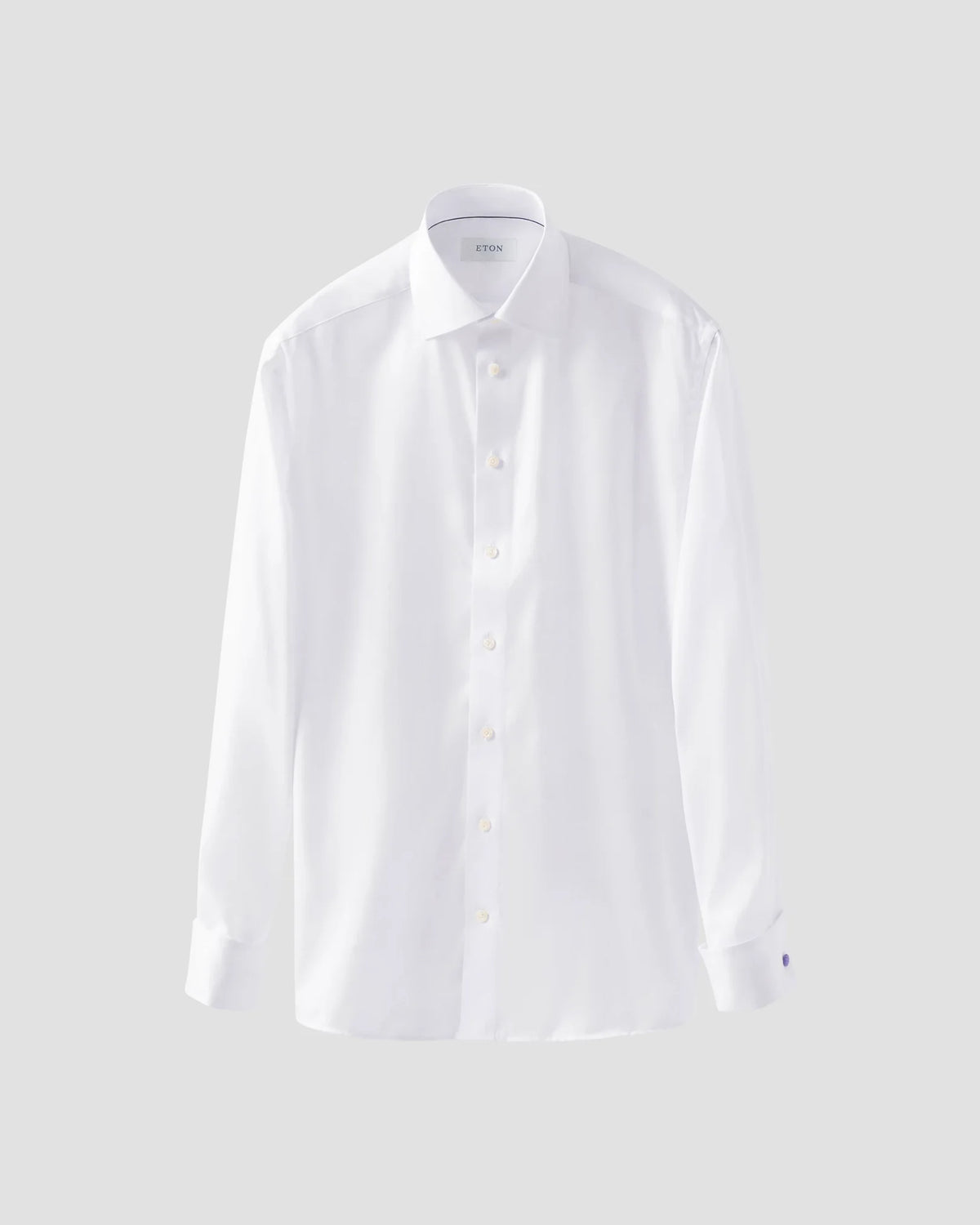 Signature Twill-skjorta Classic, dubbel manschett - Vit – detalj