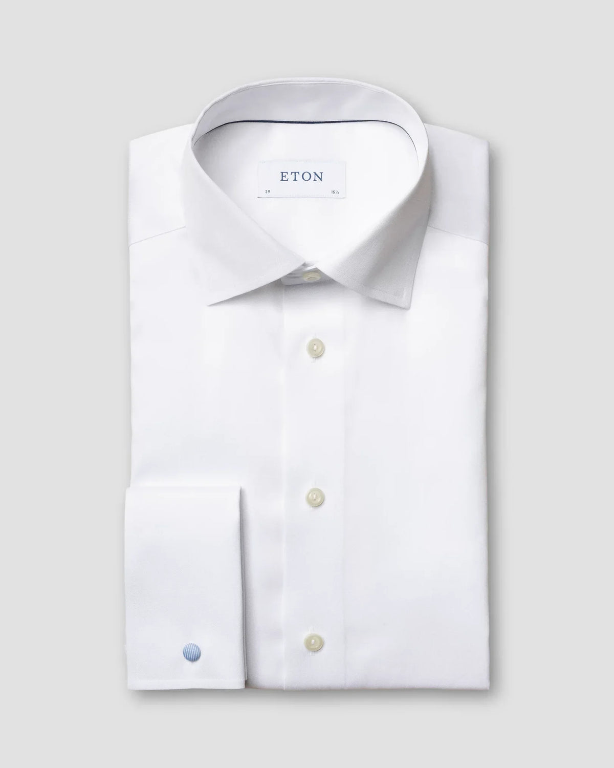 Signature Twill-skjorta Classic, dubbel manschett - Vit – framsida
