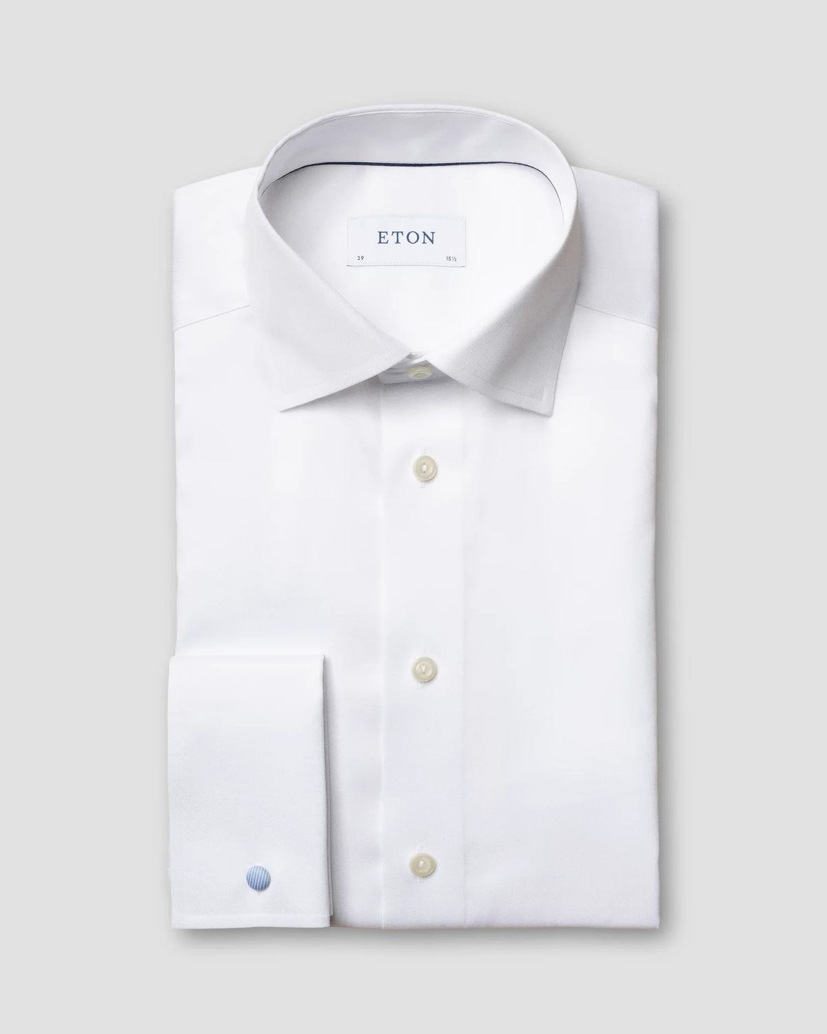 Signature Twill-skjorta Classic, dubbel manschett - Vit – framsida