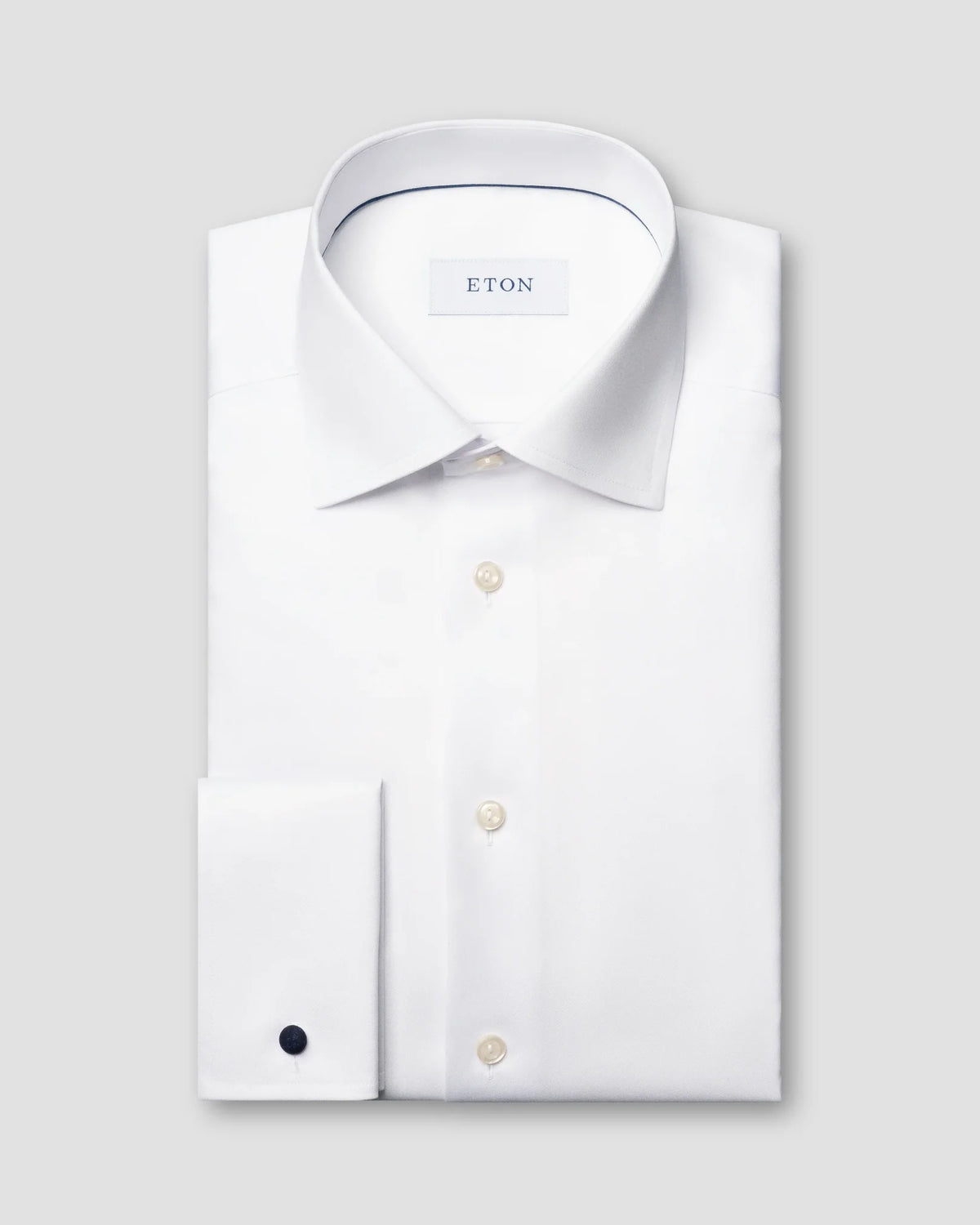 Signature Twill-skjorta Contemporary, dubbel manschett - Vit – detalj
