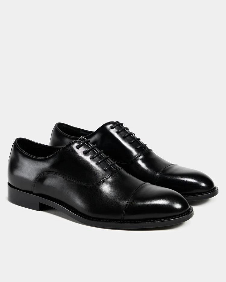 Svarta läder skor herr cap toe formella