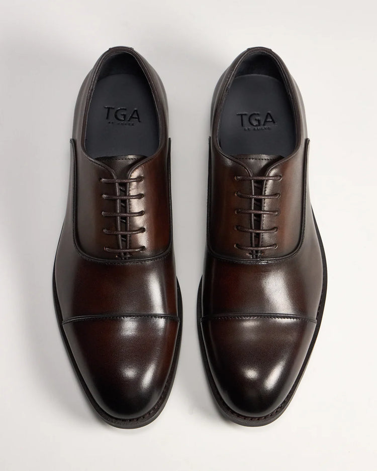 TGA mörkbruna skor med cap toe herr