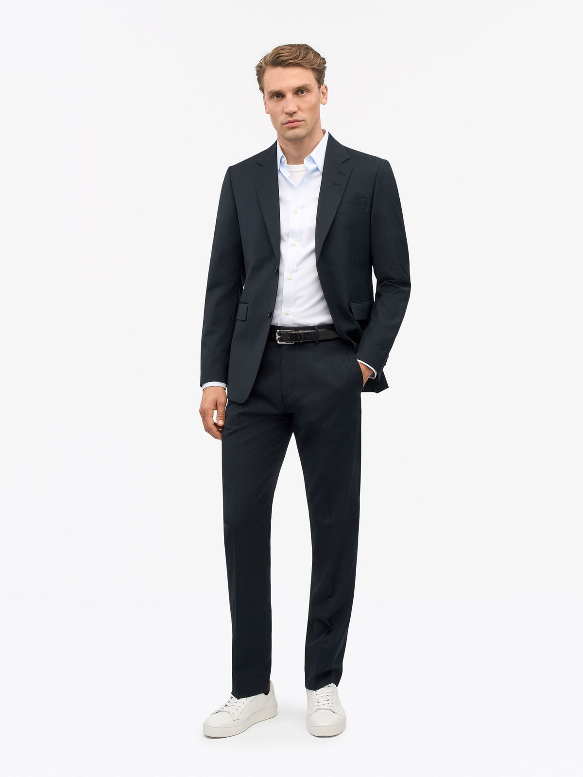 Tenses Byxor i Ullblandning - Navy – modellbild