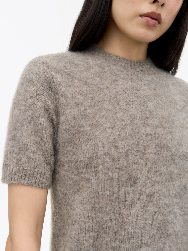 May Mohair ull t-shirt - Grey Beige Melange