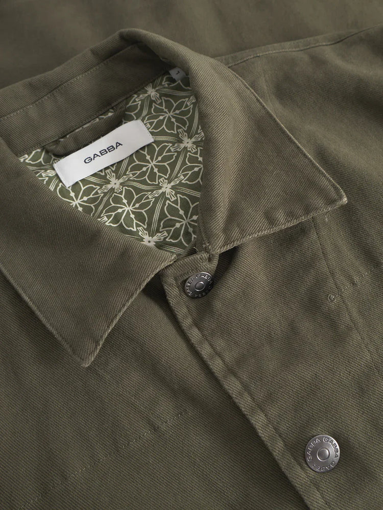 Gabba grön overshirt herr med blommigt innerfoder