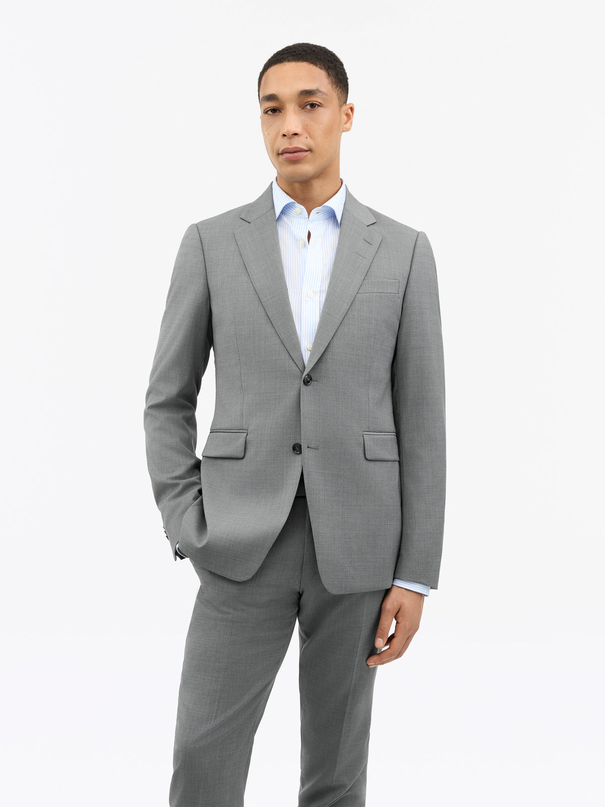 Justin Rws Semi Slim-Fit Kavaj - Mellangrå melange – modellbild