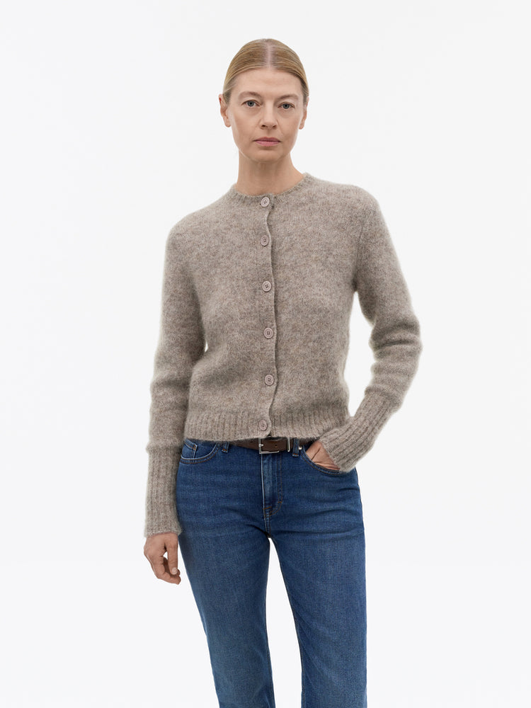 Leonie mohair kofta - Grey Beige Melange