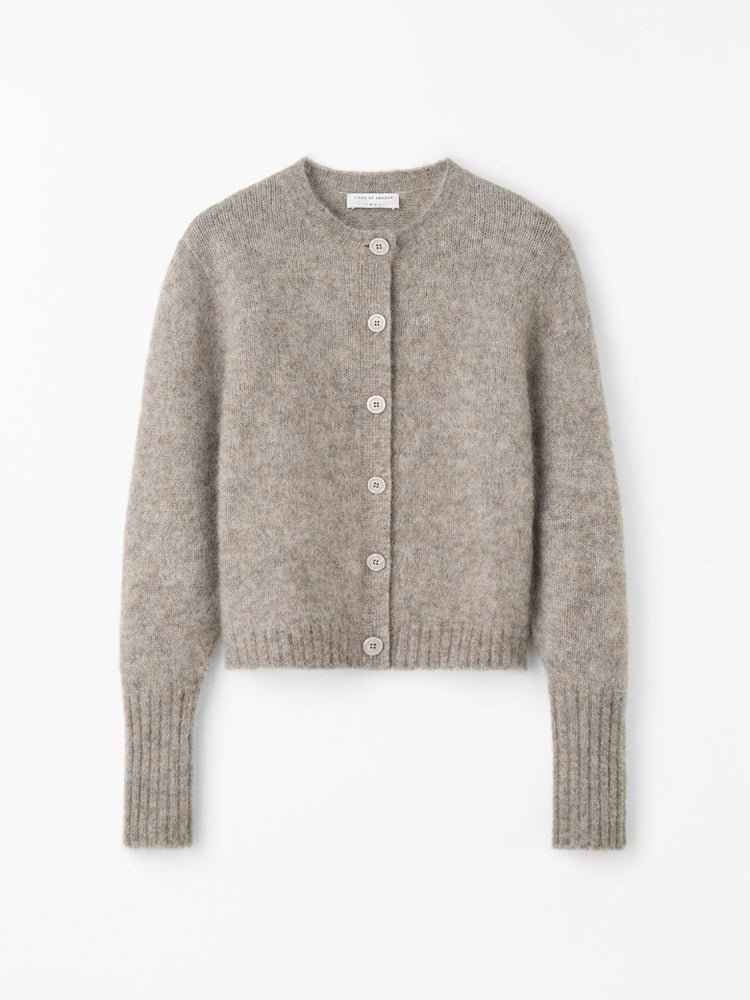 Leonie mohair kofta - Grey Beige Melange
