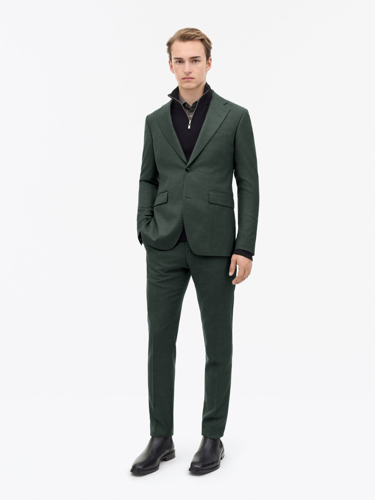 Ease Slim-Fit Kostym - Mörkgrön – modellbild