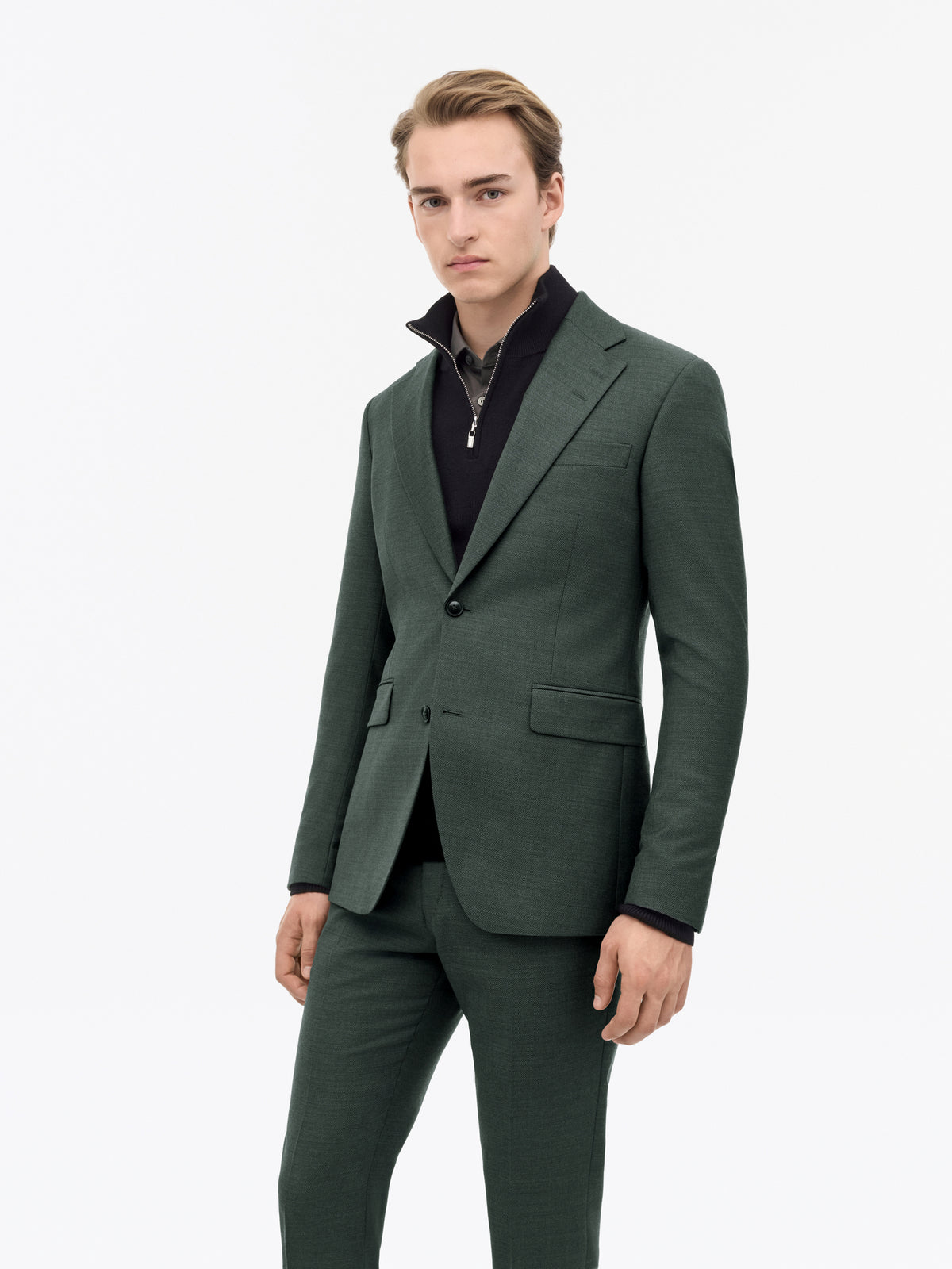 Ease Slim-Fit Kostym - Mörkgrön – modellbild