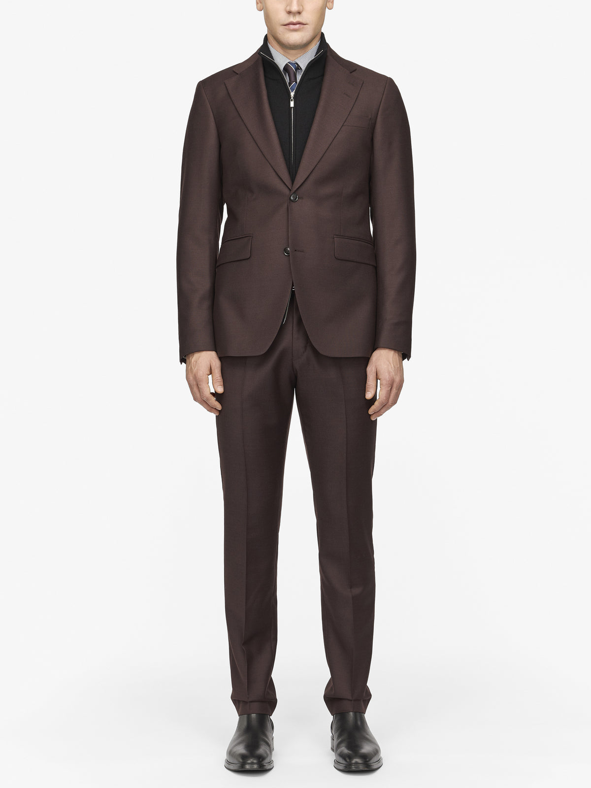 Ease Slim-Fit Kostym - Aubergine – framsida