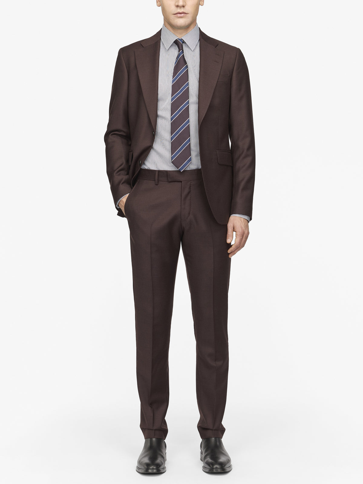 Ease Slim-Fit Kostym - Aubergine – framsida