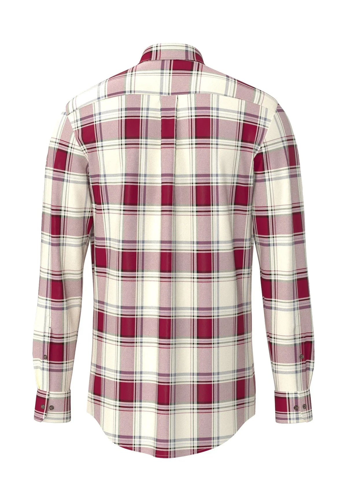 Rutig skjorta i bomull med button-down-krage - Tegelröd – baksida