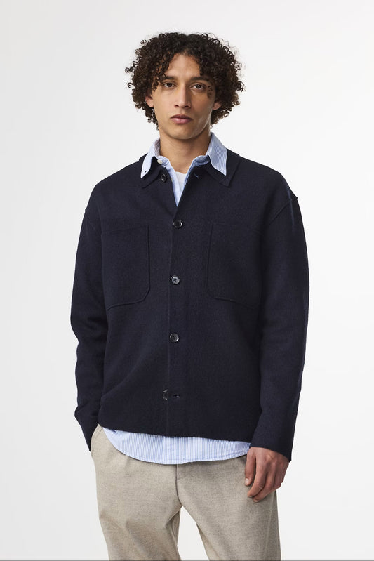 Jonas Kokt ull Overshirt - Marinblå
