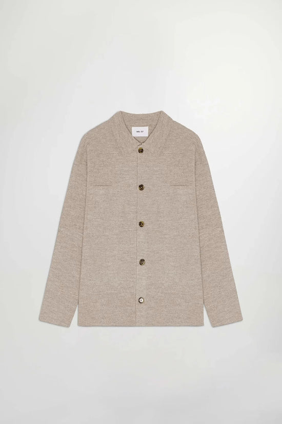 NN07 herr jacka i beige ull med knappar och rak passform