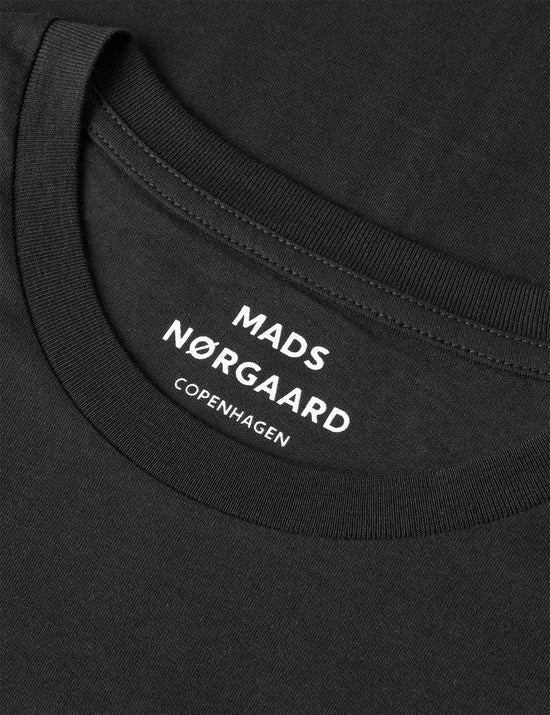 Svart bomulls-t-shirt för herr med rund halsringning och innertryckt logotyptext.