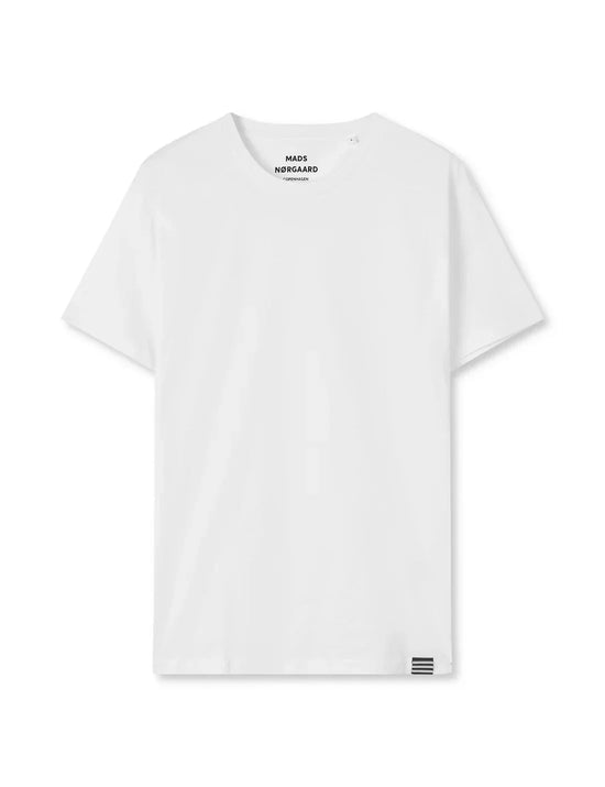 Klassisk vit herr t-shirt i bomull, rund hals, enkel och tidlös design.