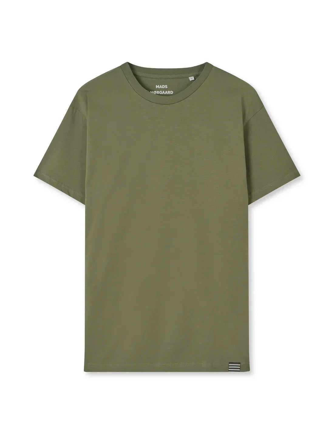 Olivgrön herr t-shirt i bomull med rund hals och kort ärm, klassiskt snitt.