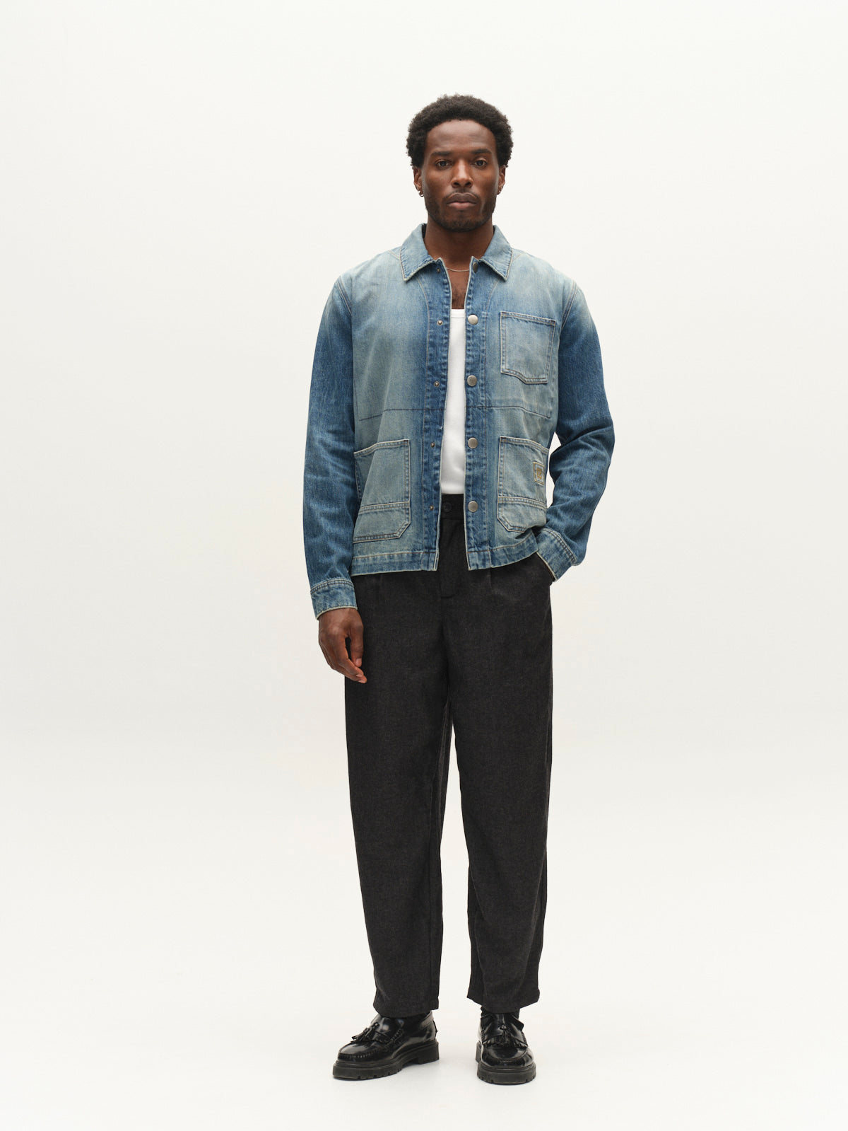 GABbeta Wolv DS0004 LS Overshirt - Dark Blue Denim – bild 3