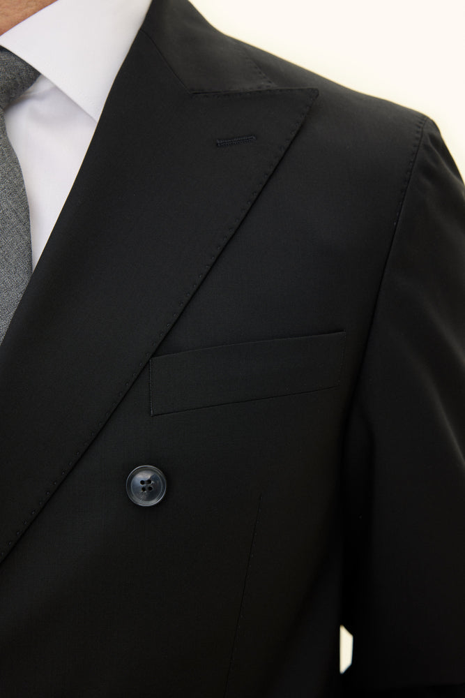Farris Regular Fit Dubbelknäppt Microstructure Kavaj - Svart – detalj