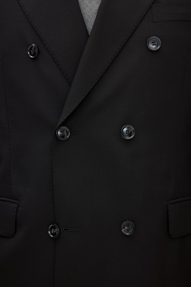Farris Regular Fit Dubbelknäppt Microstructure Kavaj - Svart – detalj