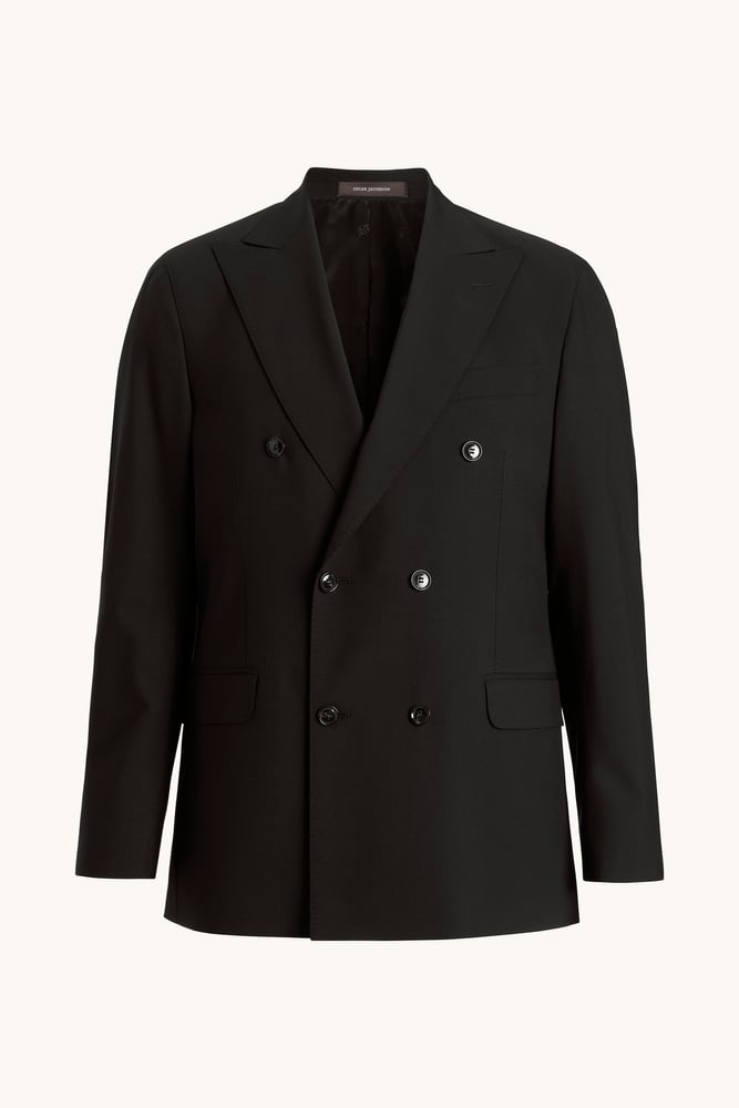 Farris Regular Fit Dubbelknäppt Microstructure Kavaj - Svart – framsida