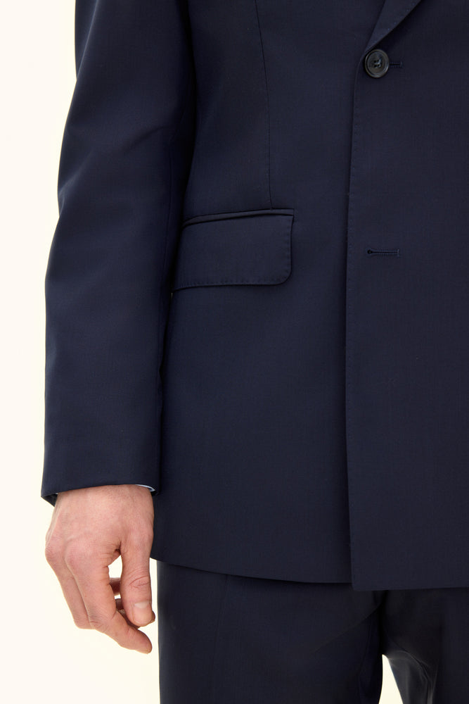 Farris Regular Fit Dubbelknäppt Microstructure Kavaj - Mörkblå – detalj