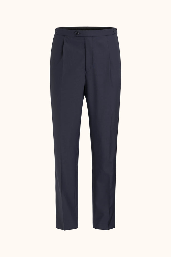 Delon Regular Fit Microstructure Byxor Hög Midja - Mörkblå – framsida