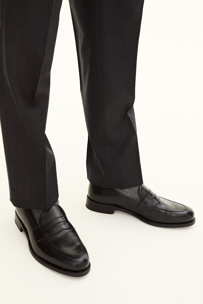 Delon Regular Fit Microstructure Byxor Hög Midja - Mörkgrå – detalj