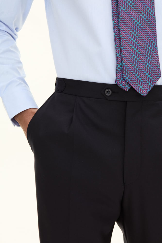 Delon Regular Fit Microstructure Byxor Hög Midja - Mörkblå – detalj