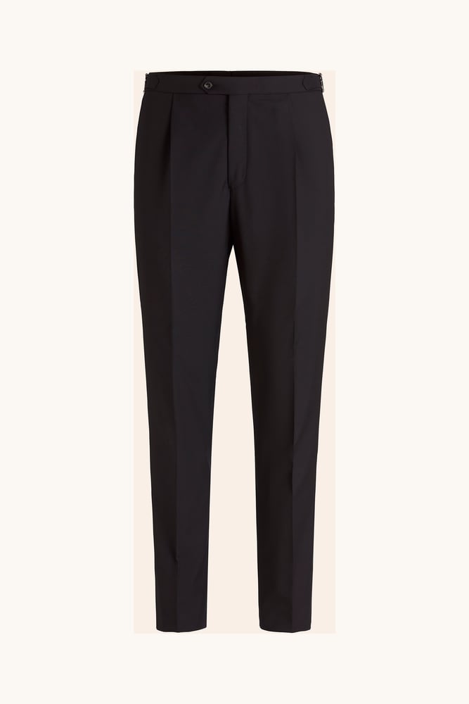 Delon Regular Fit Microstructure Byxor Hög Midja - Mörkblå – framsida