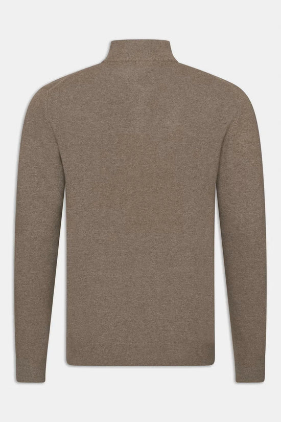 Patton Half Zip herr tröja i beige, långärmad med hög krage, baksida