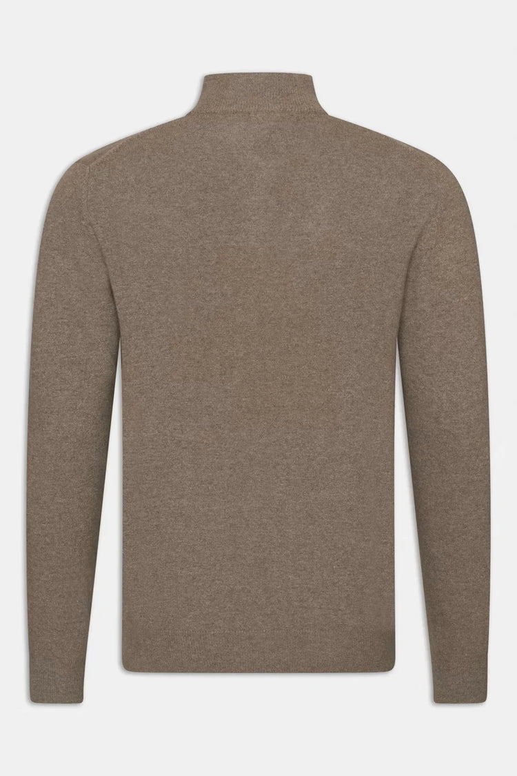 Patton Half Zip herr tröja i beige, långärmad med hög krage, baksida