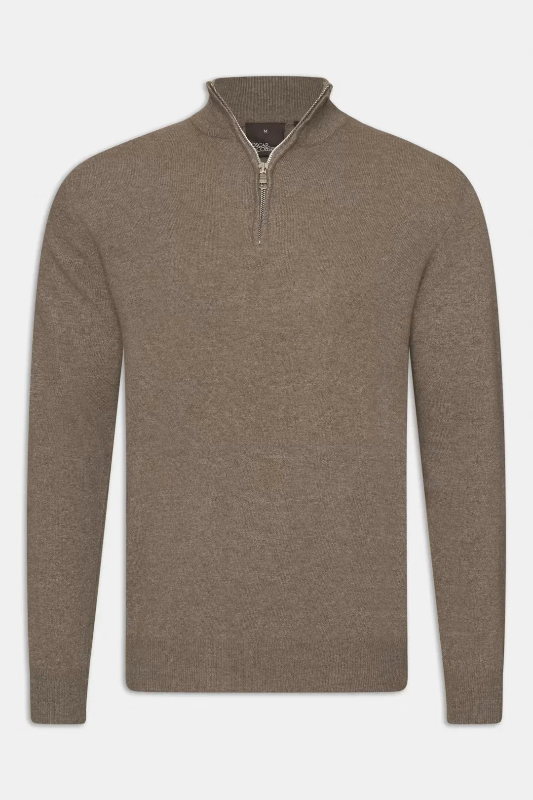 Patton Half Zip herr tröja i beige med halv dragkedja och lång ärm