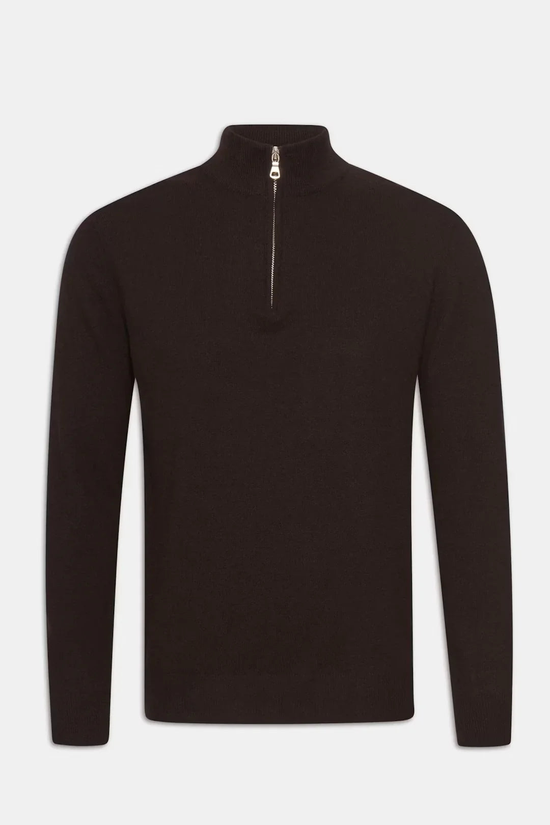 Patton Half Zip herr tröja i brunt med halv dragkedja och lång ärm