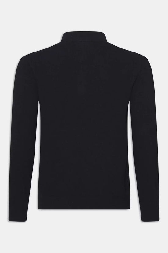 Patton Half Zip herr tröja i marinblått, lång ärm, baksida