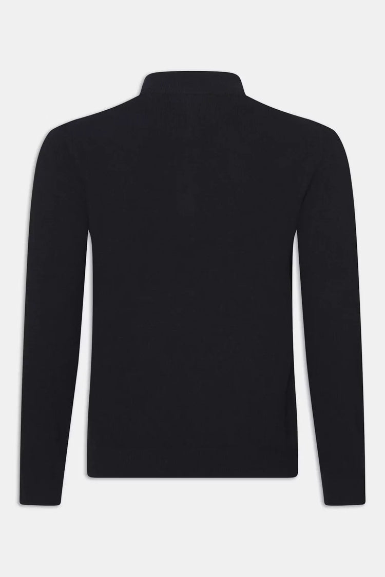 Patton Half Zip herr tröja i marinblått, lång ärm, baksida