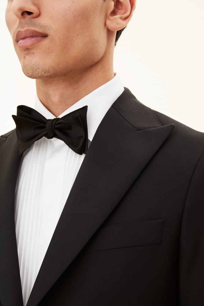 Slim Fit Microstructure Smokingkavaj - Svart – baksida