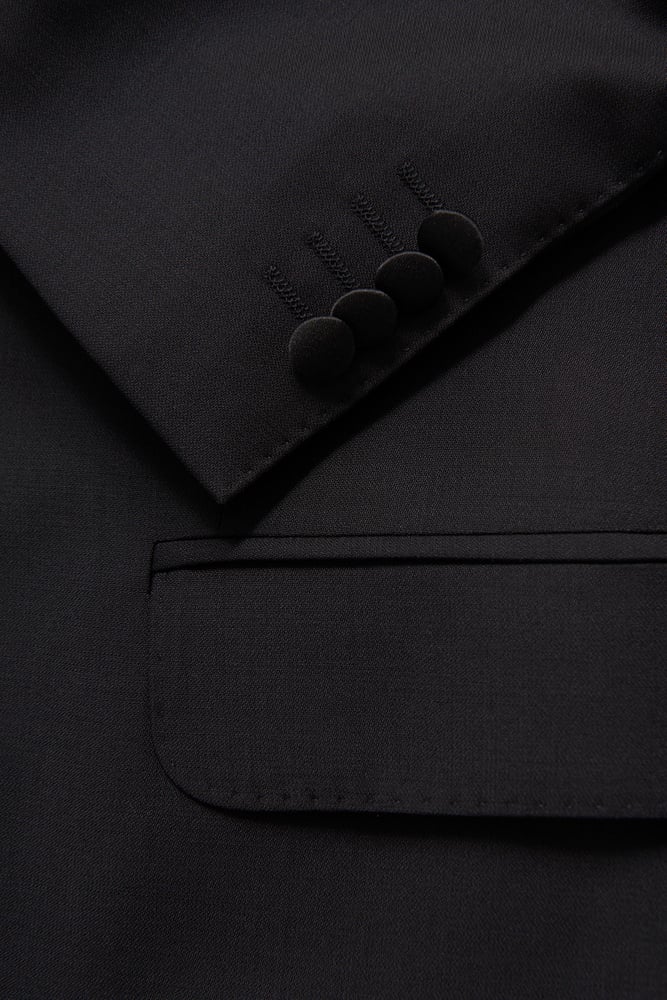 Slim Fit Microstructure Smokingkavaj - Svart – modellbild