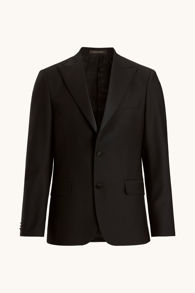 Slim Fit Microstructure Smokingkavaj - Svart – framsida