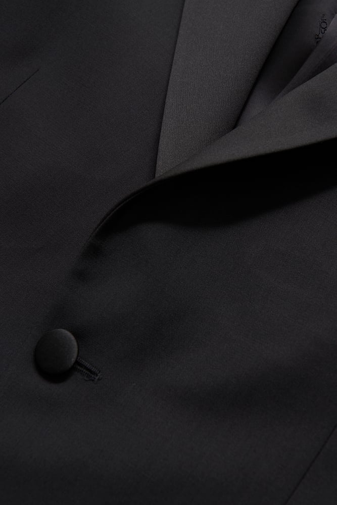 Slim Fit Microstructure Smokingkavaj - Svart – modellbild